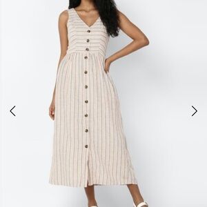 AMERICAN EAGLE WOMEN MULTI-COLORED STRIPED V-NECK MIDI DRESS M